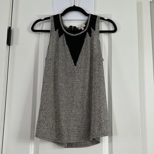 Gray Tank Top with Black Lace Detail